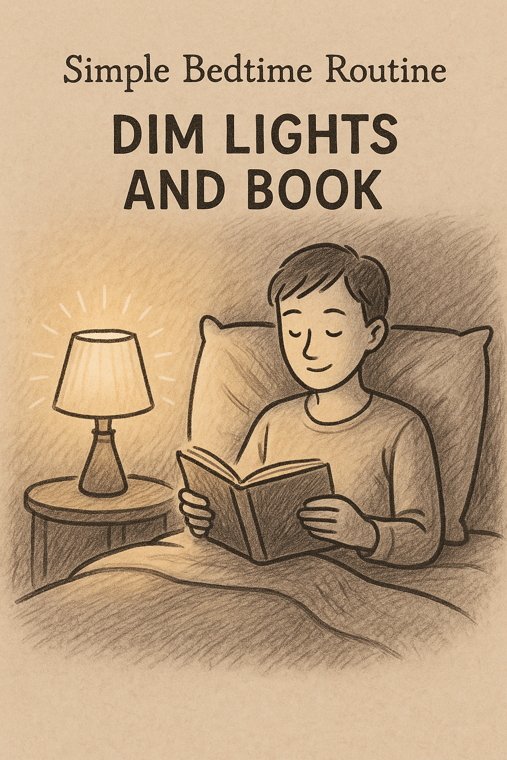 Simple bedtime routine with dim lights and book